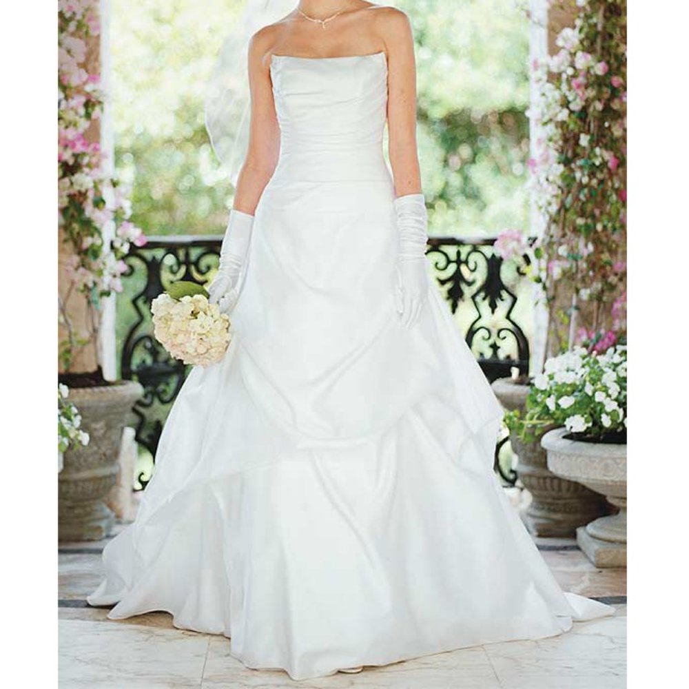 NWT David's Bridal Satin Draped Bodice Ballgown